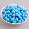 Perline tonde in legno blu cielo di alta qualità per la creazione di gioielli fai da te chic - Celeste / Perla Tonda 10mm (Foro circa 3mm)