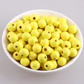 Perline rotonde in legno di loto giallo brillante per gioielli fai da te - Giallo Oca / Perla Tonda 10mm (Foro circa 3mm)