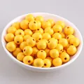 Vivaci perline rotonde in legno di loto giallo per gioielli fai-da-te in ciotola bianca - Arancione / Perla Tonda 10mm (Foro circa 3mm)