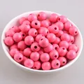 Perle tonde in legno fucsia confetto in Schima superba per gioielli fai-da-te - Rosa Prugna / Perla Tonda 10mm (Foro circa 3mm)