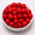 Perle tonde in legno di loto dipinte di rosso per accessori gioielli fai da te - Perla Tonda 10mm (Foro circa 3mm) / Confezione da 10 / Rosso