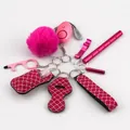 Set completo de 10 piezas de llavero de seguridad personal con alarma rosa vivo - Rosa intenso