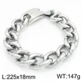 Heavy 18mm Cuban link bracelet for men featuring solid silver metal and rivet details - 18mm Cuban Link (KB213362-KJX) / 225x18mm / Silver