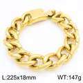 Heavy 18mm gold Cuban link bracelet with rivet studs for men, hip hop jewelry accessory - 18mm Cuban Link (KB213363-KJX) / 225x18mm / Gold