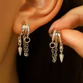 Elegant gold-toned multi-layer chain hoop earrings with sparkling rhinestone spikes - Style 3 (9569) / Gold