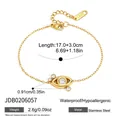 Detail view of 18K gold plated stainless steel evil eye bracelet with dimensions and weight - Evil Eye Style (JDB0206057)