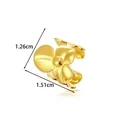 Elegante clip per orecchio a fiore dorato per orecchie non forate larghezza 1,51 cm - Stile Fiore Centrale a Cinque Petali (2679-Italy#) / Oro