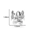 Orecchino a clip a fiore in acciaio inossidabile, dimensioni 1,48 cm per 1,33 cm. - Stile Grande Fiore a Cinque Petali (2679-3#) / Argento