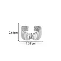 Silver stainless steel textured heart shell ear cuff showing 0.61cm and 1.31cm dimensions - Textured Wave Style (2677-2# Silver)