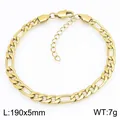 Bracelet classique en acier inoxydable doré maille Figaro pour homme et femme 190x5mm - Style Or-5mm (KB215210-KGM)