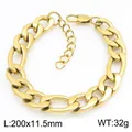 Bracelet chaîne Figaro en acier inoxydable doré, largeur 11,5 mm, poids 32 g pour unisexe. - Style Or-11.5mm (KB215222-KGM)