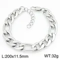 Bracelet à gros maillons NK en acier inoxydable pour hommes et femmes avec chaîne d'extension - Style Argent-11.5mm (KB215223-KGM)