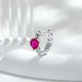 Eleganter Ohrring mit magentafarbenem Edelstein im Rosenschliff, Silber-Finish. - Gerade Nadel Ohrclip Stil (A1536-4#) / 1 Stück