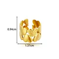 Fashionable gold stainless steel heart design ear cuff with dimension markings 0.94cm and 1.37cm - Grain Textured Heart Style (2678-4# Gold) / Gold