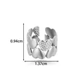 Stainless steel heart-shaped ear cuff in silver finish with dimension markings - Grain Textured Heart Style (2678-4# Silver)