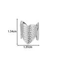 Stainless steel heart-shaped ear cuff with clear 1.54cm by 1.31cm dimension markings. - Embossed Triple Heart Style (2678-7# Silver)