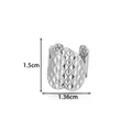 Geometric stainless steel ear cuff with diamond pattern, silver finish, 1.5cm size - Diamond Grid Geometric Style (2678-8# Silver)