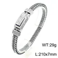 Men's retro silver wheat pattern dragon bone chain bracelet, 29g weight, 210x7mm - Thin Woven Texture (KB181377-KJX) / 21.0x0.7cm / Antique Silver (KB181377-KJX)