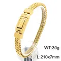 Stylish men's gold wheat ear pattern dragon bone chain bracelet for hip-hop streetwear - Thin Woven Texture (KB185308-KJX) / 21.0x0.7cm / Gold (KB185308-KJX)