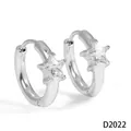 Boucles d'oreilles créoles en acier inoxydable avec un zircon en forme d'étoile - Pentagramme (D2022) / Argent