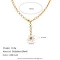 18K vergoldete Edelstahl Y-Halskette mit Perlenblumen-Anhänger und Maßangaben - Perlenblumen-Stil (N3852) / Gold