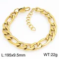 Bracelet chaîne Figaro en acier inoxydable doré 195x9,5mm 22g pour hommes et femmes, tendance - Style Or-9.5mm (KB215220-KGM)