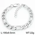 Bracelet gourmette Figaro classique en acier inoxydable argenté pour les hommes et femmes - Style Argent-9.5mm (KB215221-KGM)