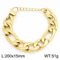 Bracelet chaîne Figaro unisexe de 15 mm en acier inoxydable doré audacieux - Style Or-15mm (KB215226-KGM)