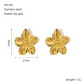Orecchini a lobo a fiore in acciaio inossidabile placcato oro 18k 30x27 mm - Stile Fiore a Cinque Petali (546) / Confezione da 1 paio / Oro
