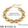 Detailed view of a gold stainless steel chunky chain bracelet with size measurements - Gold Chunky Chain (NB-B1556-G)