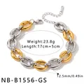 Detailed view of the chunky two-tone gold and silver stainless steel link bracelet - Gold & Silver Chunky Chain (NB-B1556-GS)