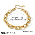 Detail view of a gold textured link bracelet with 9mm link width and 18cm length - Hammered Oval Chain (NB-B1560)