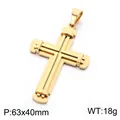 Pendentif croix double couche en acier inoxydable doré avec détails rivets et poids de 18g - Pendentif Seul (Sans Chaîne) (KP119378-KL) / Or