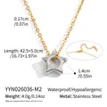 Vista dettagliata della collana a stella in acciaio inossidabile con dimensioni. - Ciondolo Argento Stile Colore Misto (YYN026036-M2)