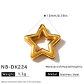 Nahaufnahme eines goldfarbenen Stern-DIY-Armbandzubehörs aus Edelstahl, 15 mm Größe - Hohler Stern Anhänger (NB-DK224)