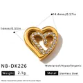 Detailansicht des goldenen Herzanhängers mit Zirkonia und genauen Abmessungen. - Doppellagiges Herz Strass Anhänger (NB-DK226)