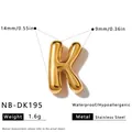 Goldfarbener Edelstahl-Ballonbuchstabe K-Anhänger für personalisierten DIY-Schmuck. - 3D Buchstabe K Anhänger (NB-DK195)