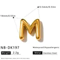 Vergoldeter Edelstahl-Buchstabenanhänger M für DIY-Schmuckherstellung, 14 mm Größe - 3D Buchstabe M Anhänger (NB-DK197)