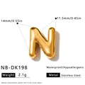 Vergoldeter 3D-Buchstabe N aus Edelstahl für DIY-Schmuck und personalisierte Armbänder - 3D Buchstabe N Anhänger (NB-DK198)