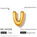 Goldener Edelstahl Buchstabe U Anhänger für DIY Schmuck, 14mm Größe - 3D Buchstabe V Anhänger (NB-DK206)
