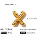 Goldener Edelstahl-Anhänger Buchstabe X für die DIY-Schmuckherstellung 1,8g Gewicht - 3D Buchstabe X Anhänger (NB-DK208)