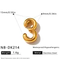 Hochwertiger goldener Edelstahl-Zahl 3 Anhänger für die DIY-Schmuckherstellung, 15mm - 3D Zahl 3 Anhänger (NB-DK214)