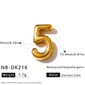 Glänzender Gold-Zahl 5 Edelstahl-Anhänger für personalisierte DIY-Armbandherstellung - 3D Zahl 5 Anhänger (NB-DK216)