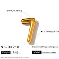 Poliertes goldfarbenes Edelstahl-Zahlenanhänger 7 für DIY-Armbandschmuck - 3D Zahl 7 Anhänger (NB-DK218)
