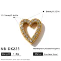 Hochwertiger vergoldeter Edelstahl-Herzanhänger mit funkelnden Strasssteinen für DIY-Schmuck - Herzform Strass Anhänger (NB-DK223)