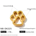 Goldener pfotenförmiger Edelstahl-Anhänger für DIY-Schmuckarmbänder und Accessoires - Pfotenabdruck Anhänger (NB-DK225)