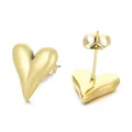 Elegant minimalist stainless steel heart stud earrings featuring 18k gold plating finish - Gold