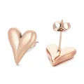 Elegant rose gold heart-shaped stainless steel stud earrings with minimalist sweet design - Rose Gold