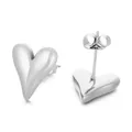Elegant minimalist silver heart-shaped stainless steel stud earrings for daily wear - Steel
