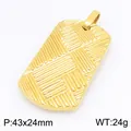 Gold-plated titanium steel military tag pendant featuring crisscross 3D texture - 43x24mm / Gold (KP118343-KJX)